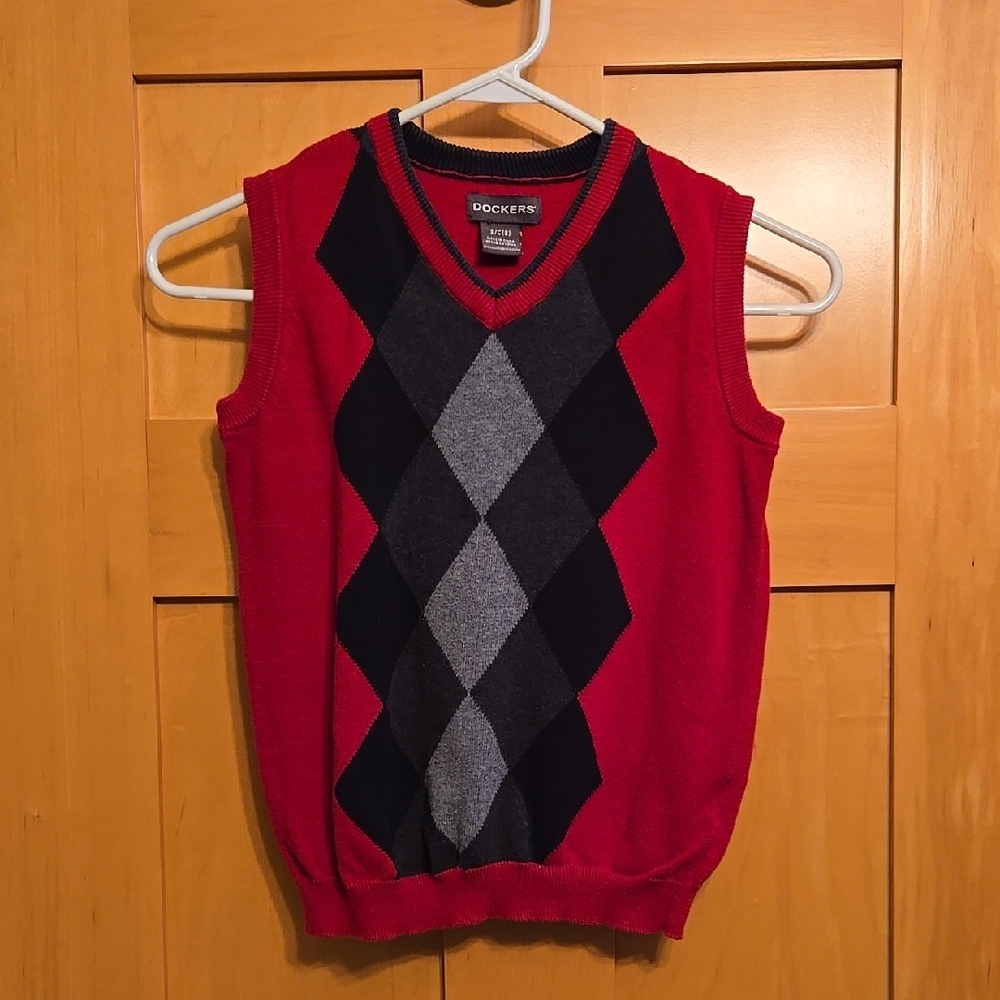 Dockers Kid's Red Argyle Sweater Vest